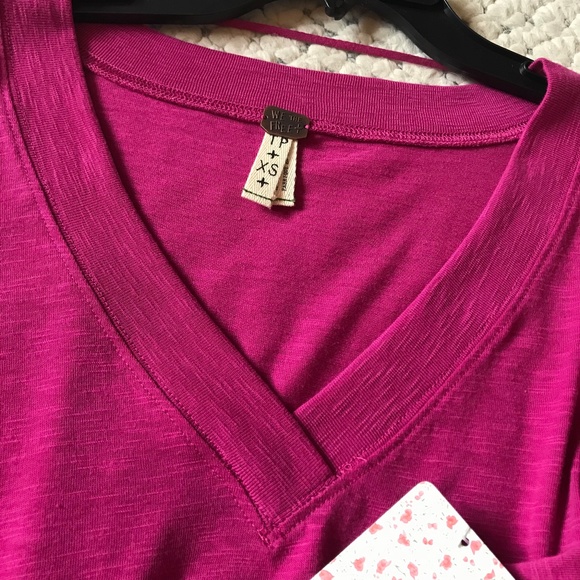 Free People HOT Pink Tunic Tee Dress ❤️XS RARE NWT - Picture 5 of 5